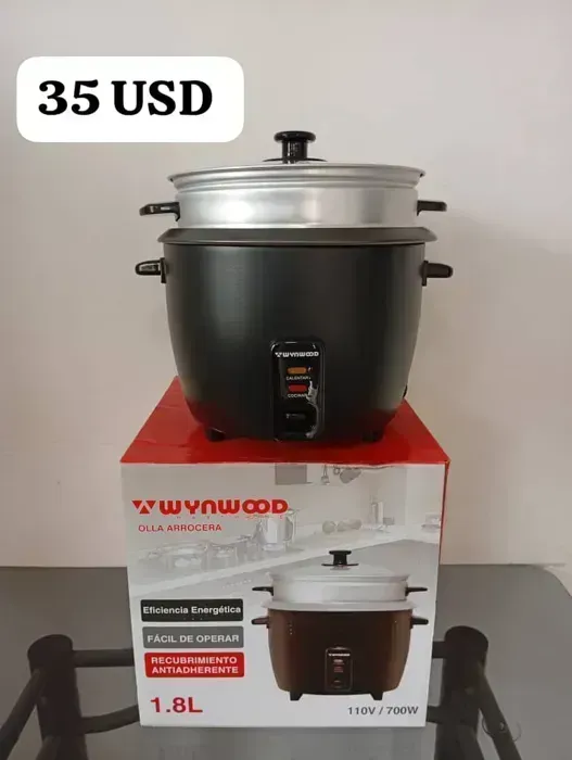 OLLA ARROCERA WYNWOOD 1.8 LITROS NEGRA CON VAPORERA